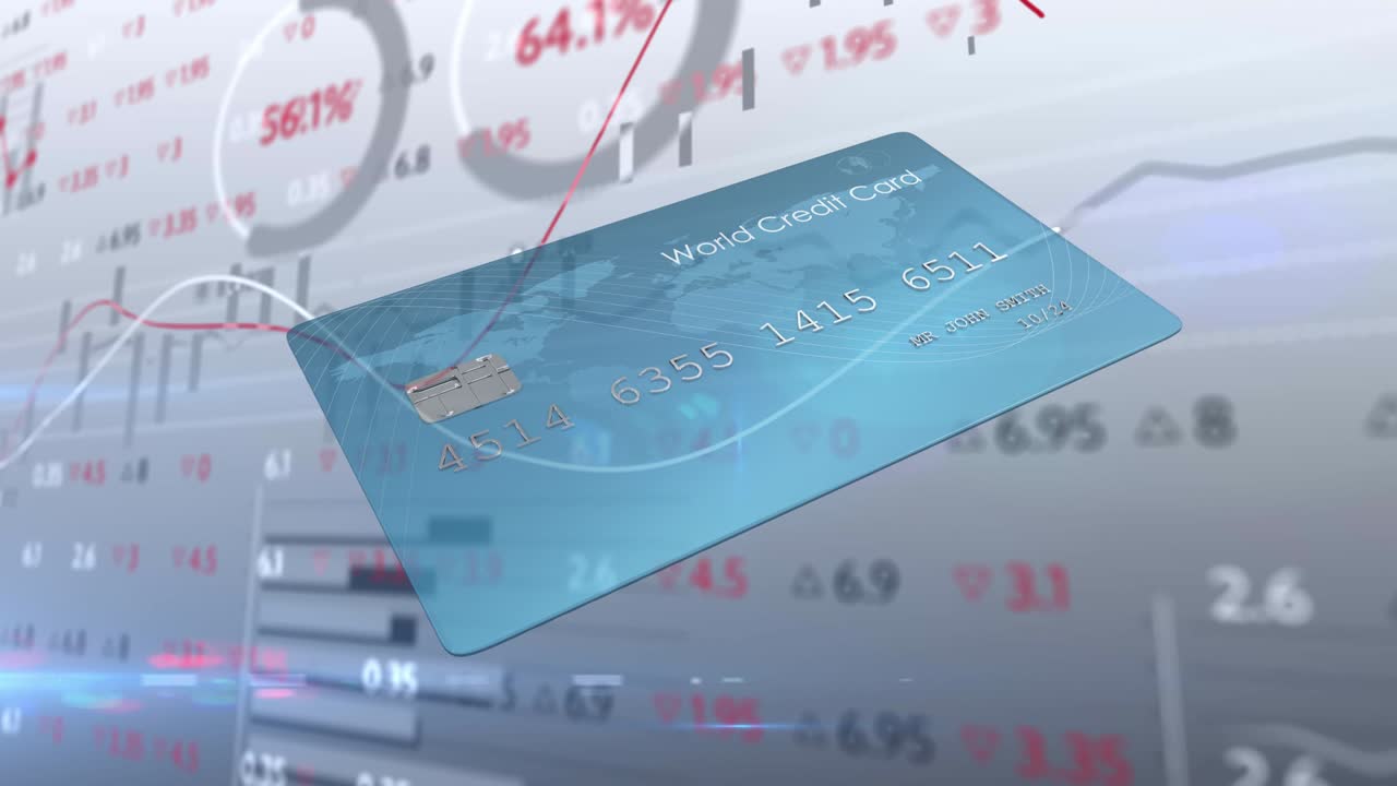 신용 카드를 통해 금융 데이터 처리의 애니메이션