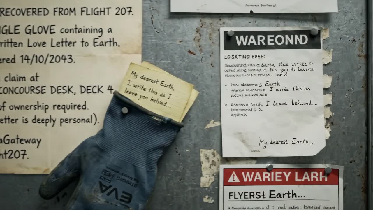 Gateway Lunare Futuristico con Viaggiatori e Lettera d'Amore Smarrita alla Terra