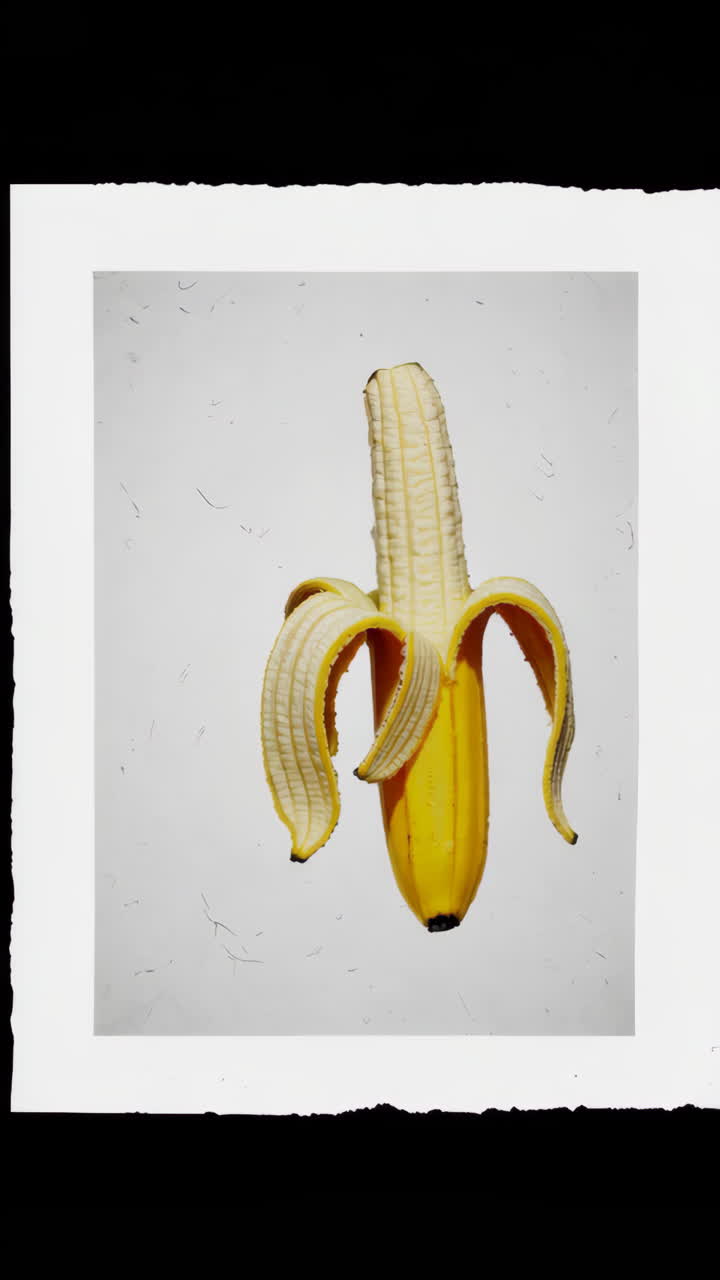 Plátano pelado sobre fondo blanco