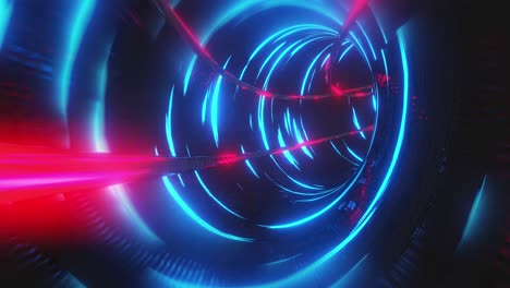 Animation-of-tunnel-with-blue-lights-moving-in-a-seamless-loop