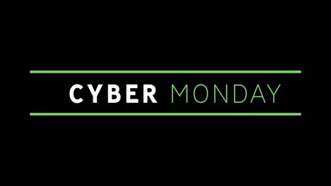 Weißer-Und-Grüner-Cyber-Monday-Text-Erscheint-Auf-Einem-Schwarzen-Bildschirm