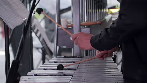 vibraphone player in action