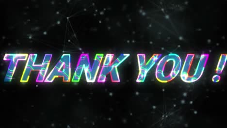 animación de texto de agradecimiento sobre conexiones con luces de fondo
