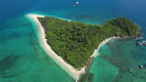 An-Aerial-View-Shows-Boats-Approaching-The-Frankland-Islands-Off-Queensland-Australia-1