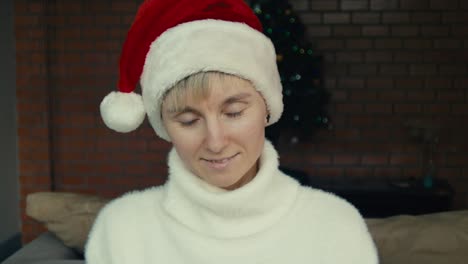 woman in a santa hat