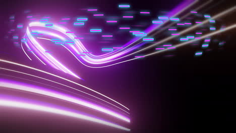 animación de rastros luminosos de transferencia de datos que se mueven sobre un fondo negro