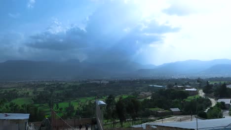 aerial view of a mountain valley village