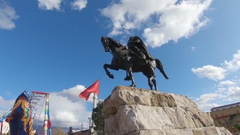 statue of george kastrioti skanderbeg, an albanian national heror who led a rebellion against the ottoman empire, in the main square of capital city of tirana