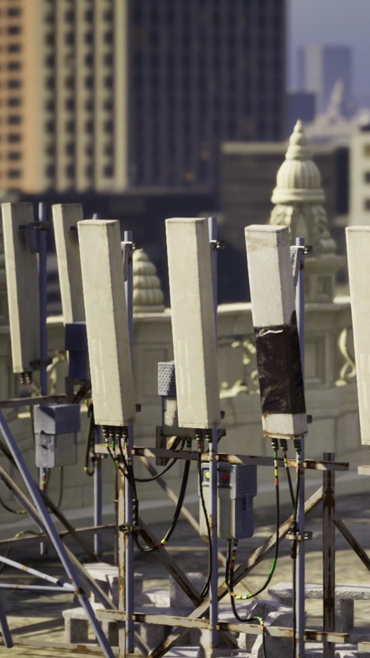 Modern technology meets historic architecture in urban landscape