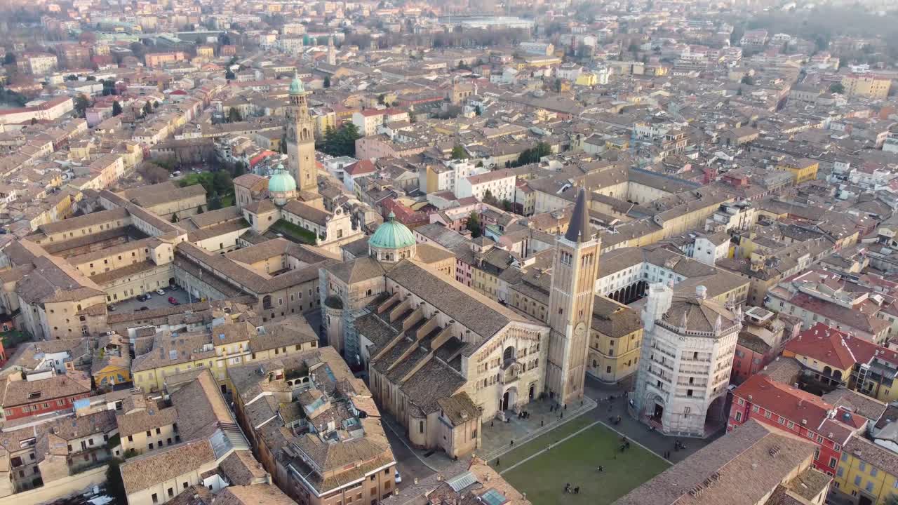 Piazza del Duomo in the heart of Parma Cathedral Santa Maria Assunta in Italy