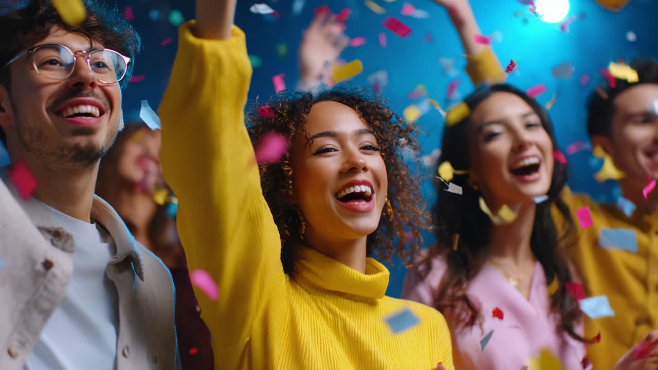 People Celebrating with Confetti