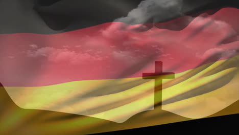animation of flag of germany over cross