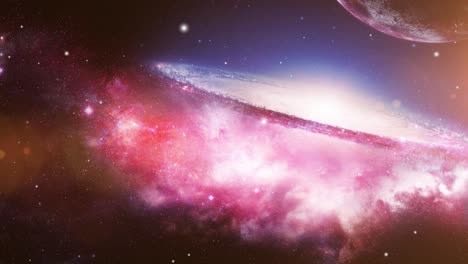 galaxias y grandes planetas y nubes nebulosas en el universo