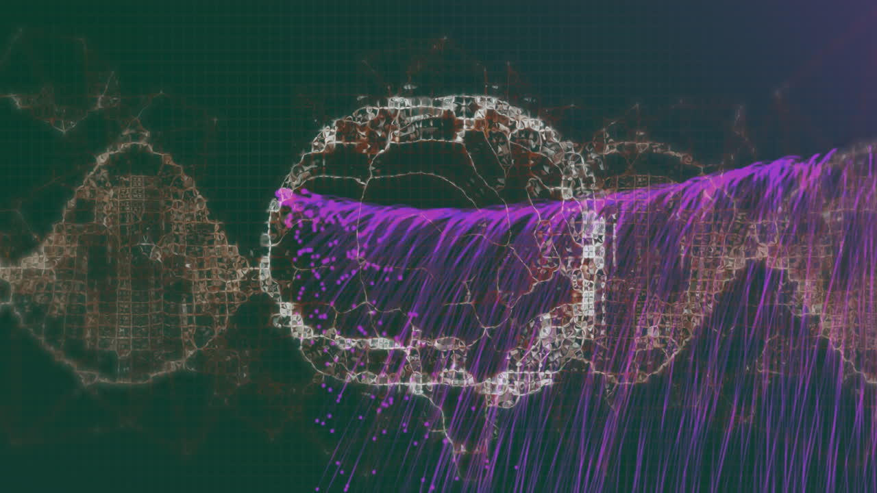 animación del cerebro y las manchas en fondo negro