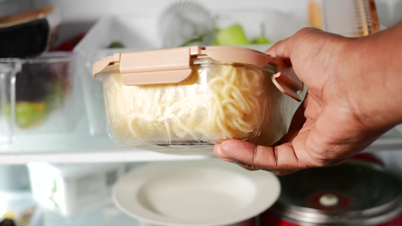 Leftover Noodles in Refrigerator