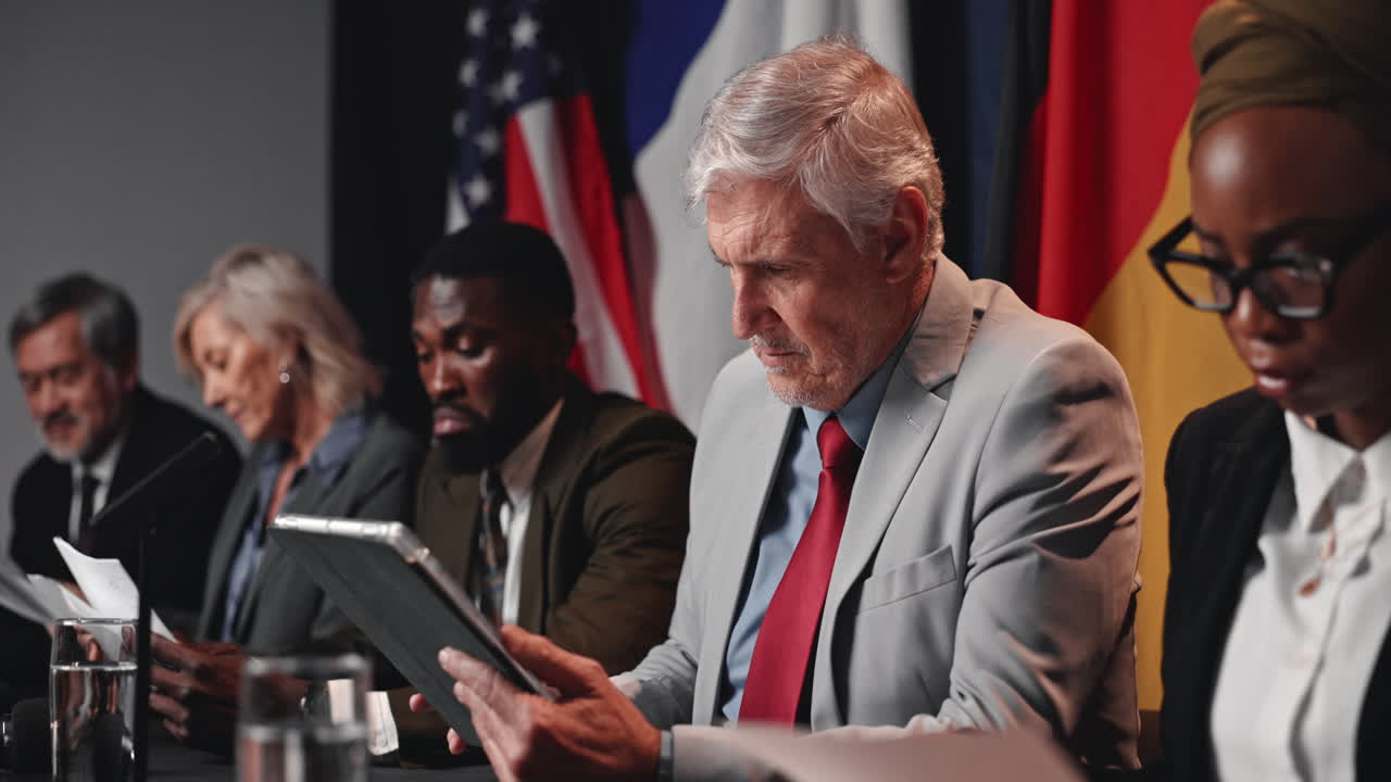 People at a political press conference