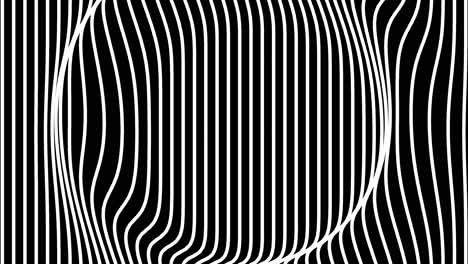 negro y blanco circular con líneas verticales fondo.líneas verticales patrón ondulado movimiento en bucle.animación líneas blancas onduladas en negro