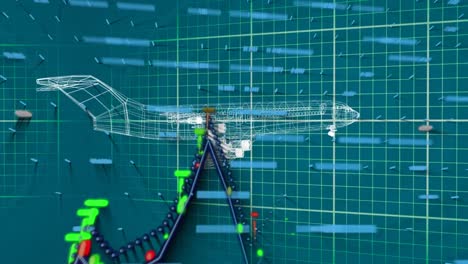 animation of data processing over plane on blue background