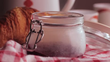 breakfast with jam and croissant