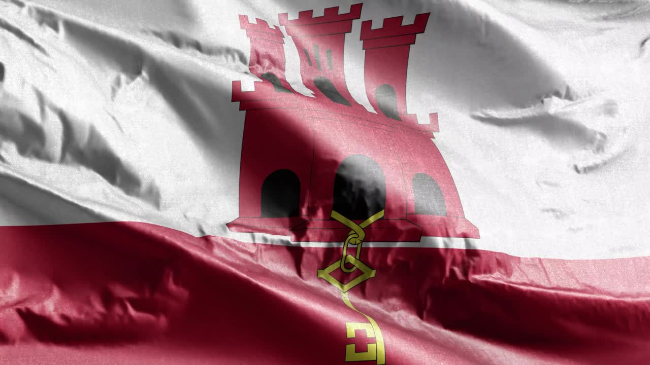 지브롤터 섬유 발이 바람에 흔들리며, 지브롤타 발은 바람에서 흔들리고, 직물 섬유 조직은 완전히 채우는 배경, 10 초 루프.