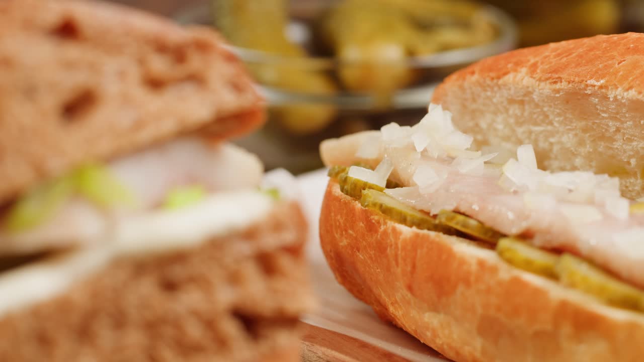 Herring Sandwiches with Pickles and Onions