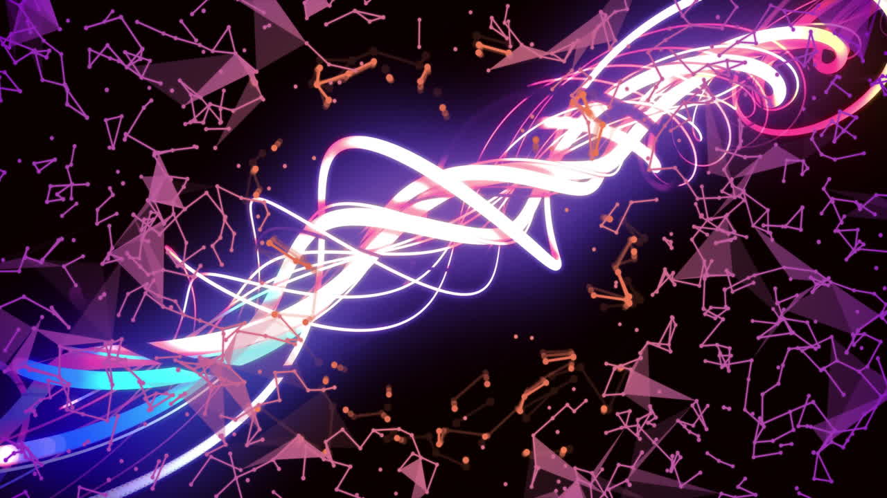 다채로운 추상적인 선과 기하학적 모양, 디지털 애니메이션 배경