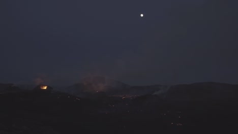 full moon above volcanic eruption iceland cinematic