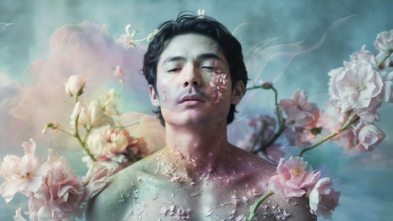 Ethereal Floral Portrait of a Man