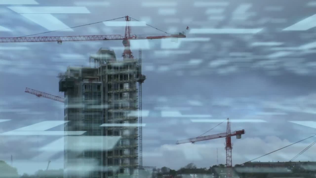 animación del procesamiento de datos sobre el paisaje urbano