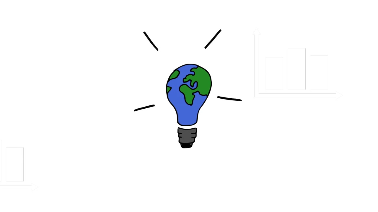 Animation of lightbulb with globe on white background