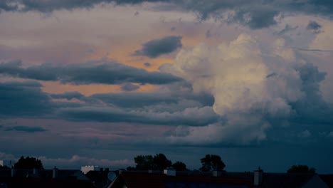 dreamy clouds after sunset during the blue hour