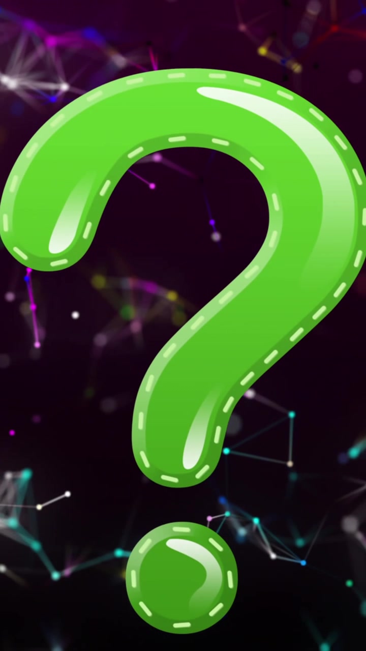 Animazione di un punto interrogativo su connessioni su sfondo nero.