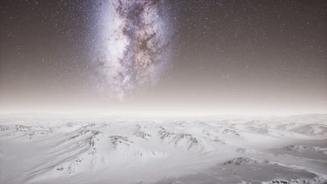 Vía-Láctea-Sobre-Terreno-Cubierto-De-Nieve