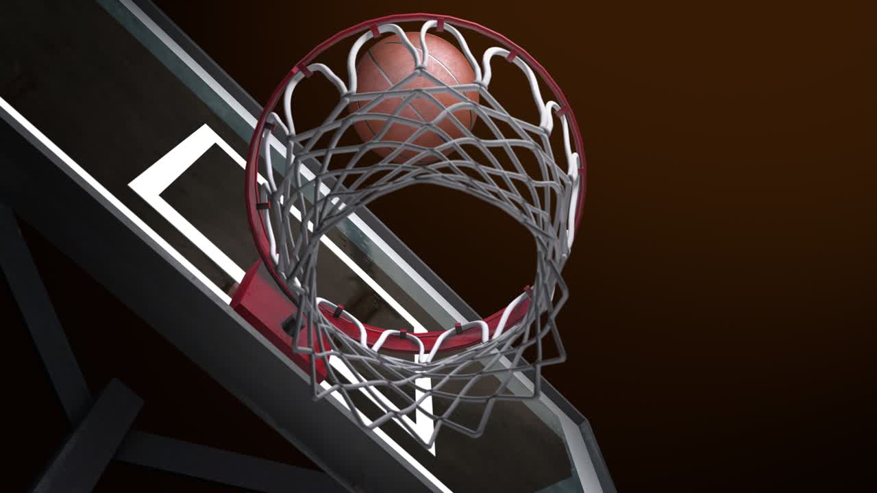 un hermoso lanzamiento profesional en una pelota de baloncesto