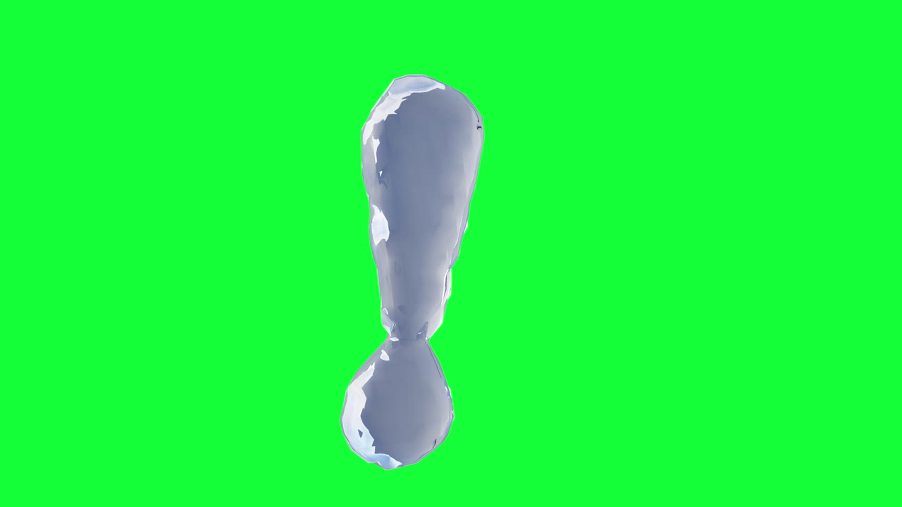 Water Exclamation Point on Green Screen