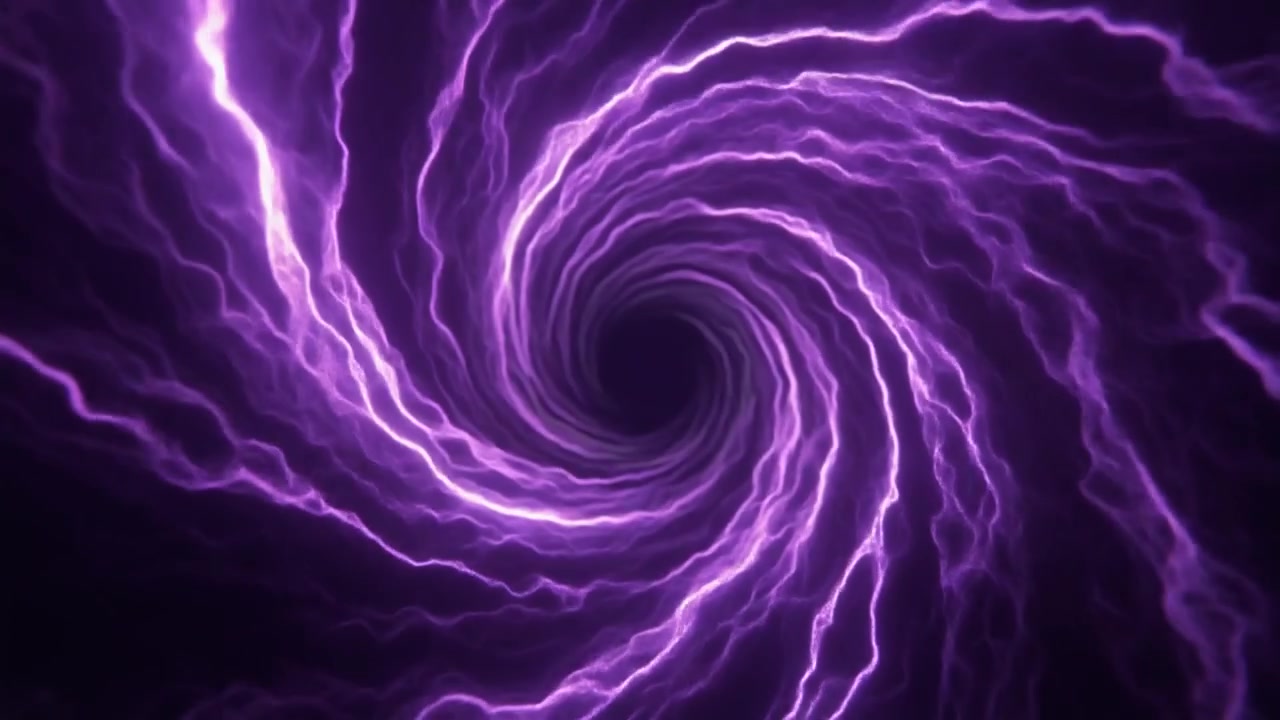 Abstract Purple Lightning Swirling Into a Dark Vortex