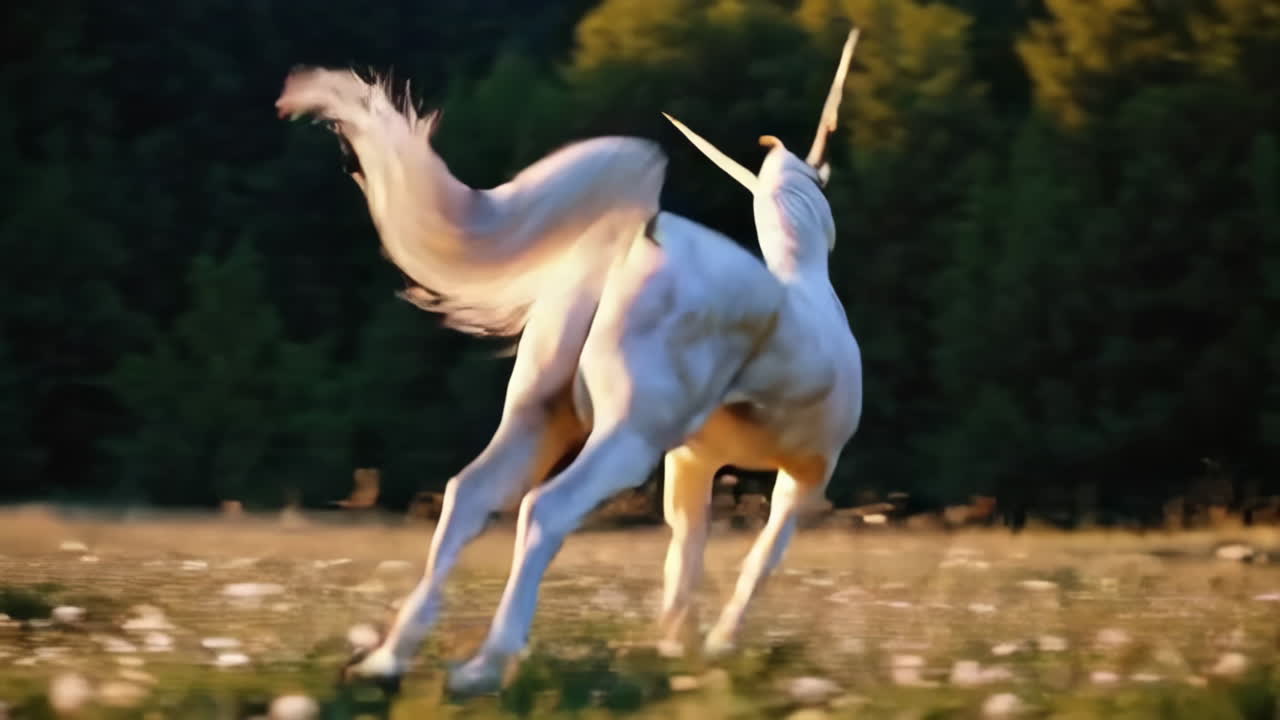 해가 지는 초원에서  유니콘