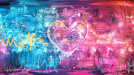neon heart abstract art