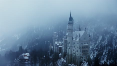 neuschwanstein castle in winter fog