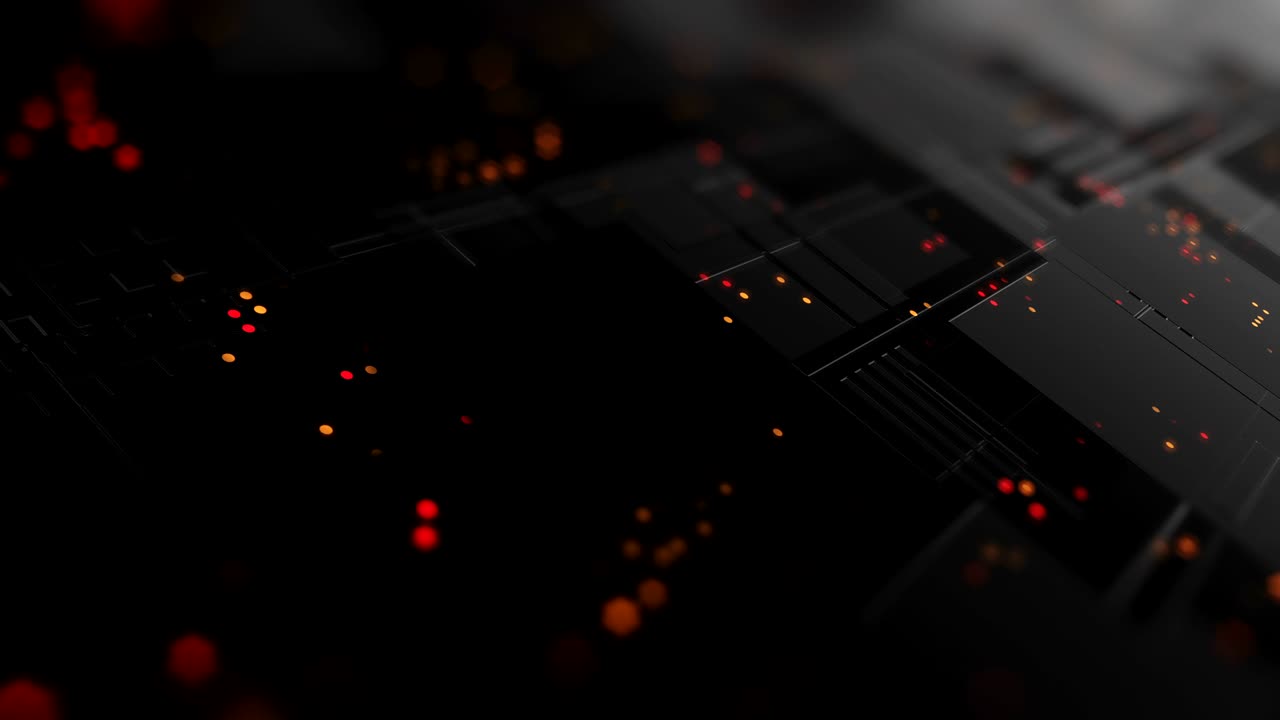 Abstract high tech digital technology background made of particles and metallic plates.