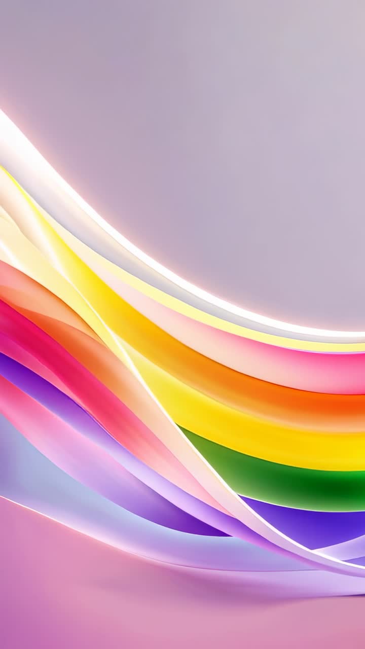 Vertical video: Emerging translucent bands drifting rightward on gradient screen, blending hues