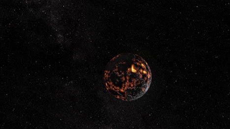 burning planet in space