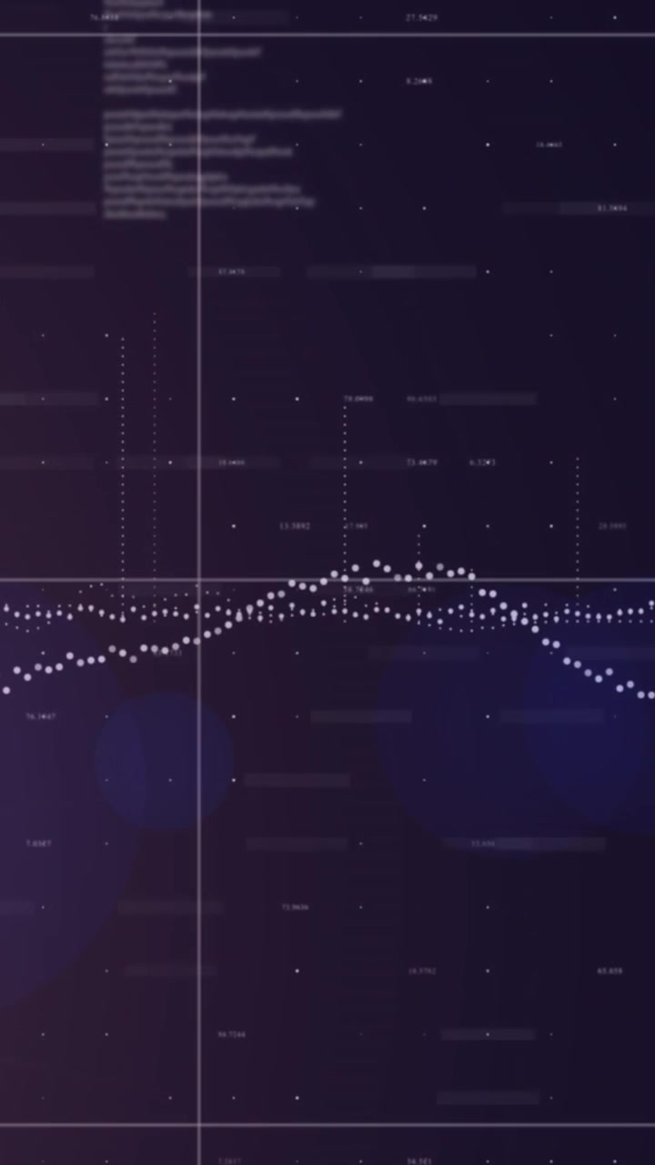 Animation of graphs over circles and computer language with changing numbers on black background