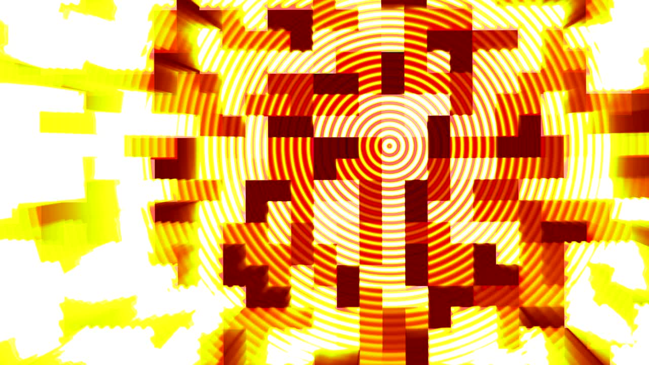 el fondo de mosaico en llamas se rompe en pedazos pequeños y revela la pantalla verde. animación 3d, clave de croma.