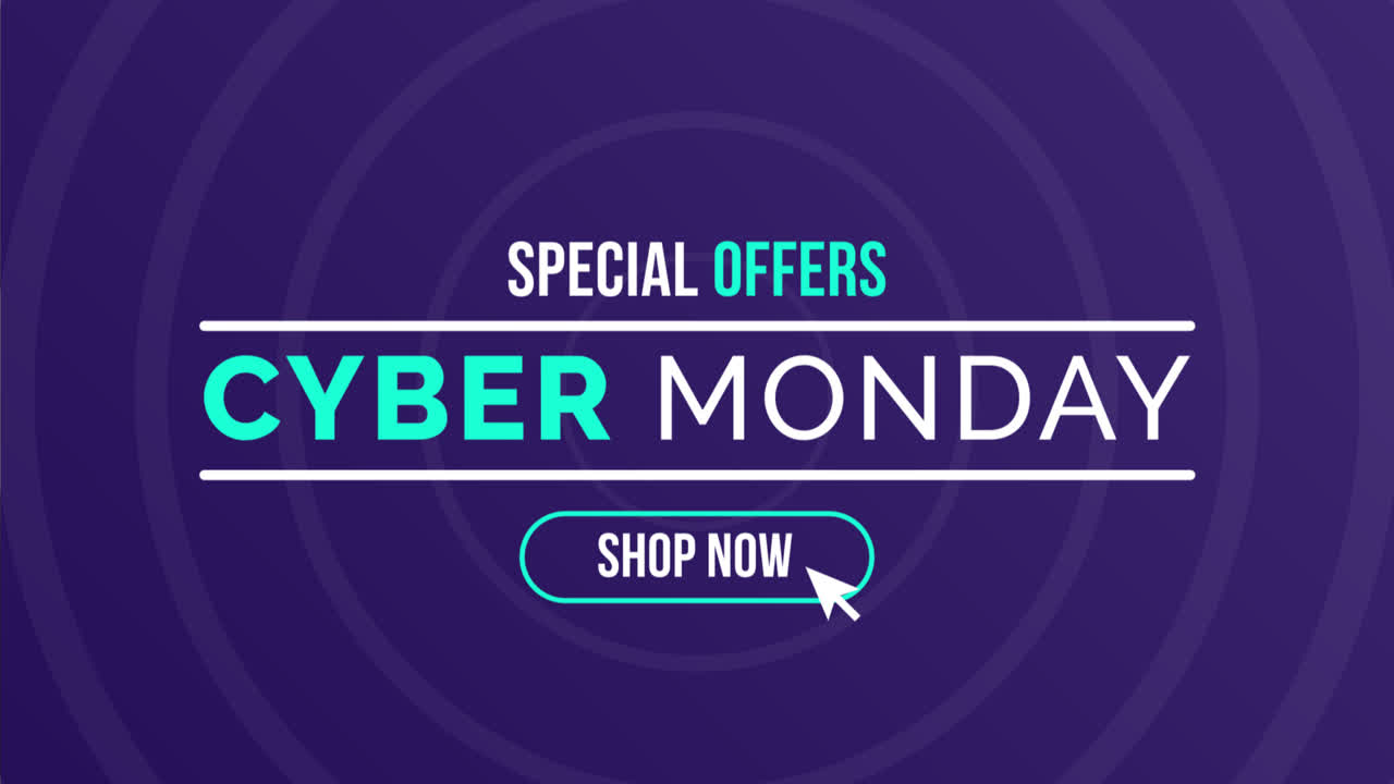 평평한 디자인의 애니메이션 사이버 월요일 배너