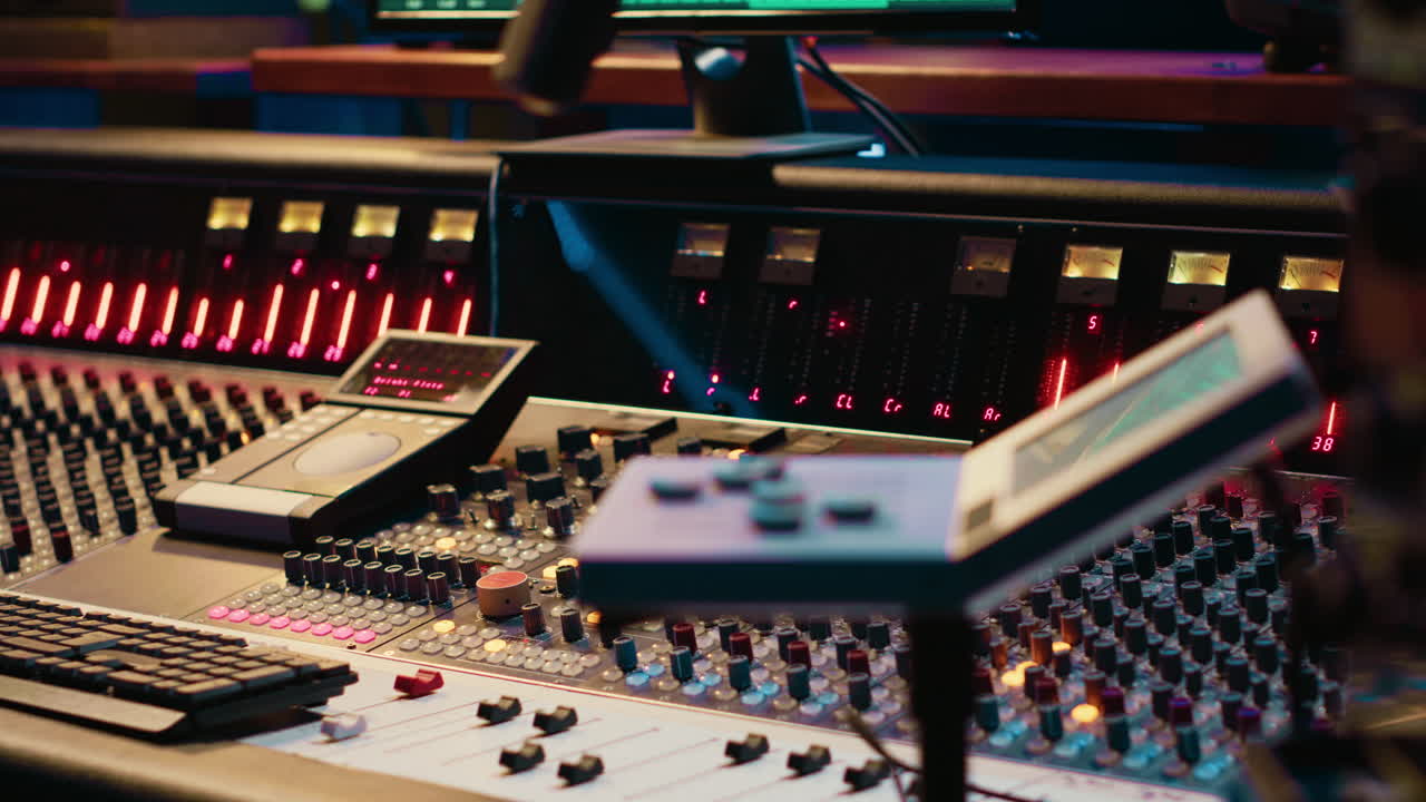 Empty professional studio being equipped with modern technical equipment