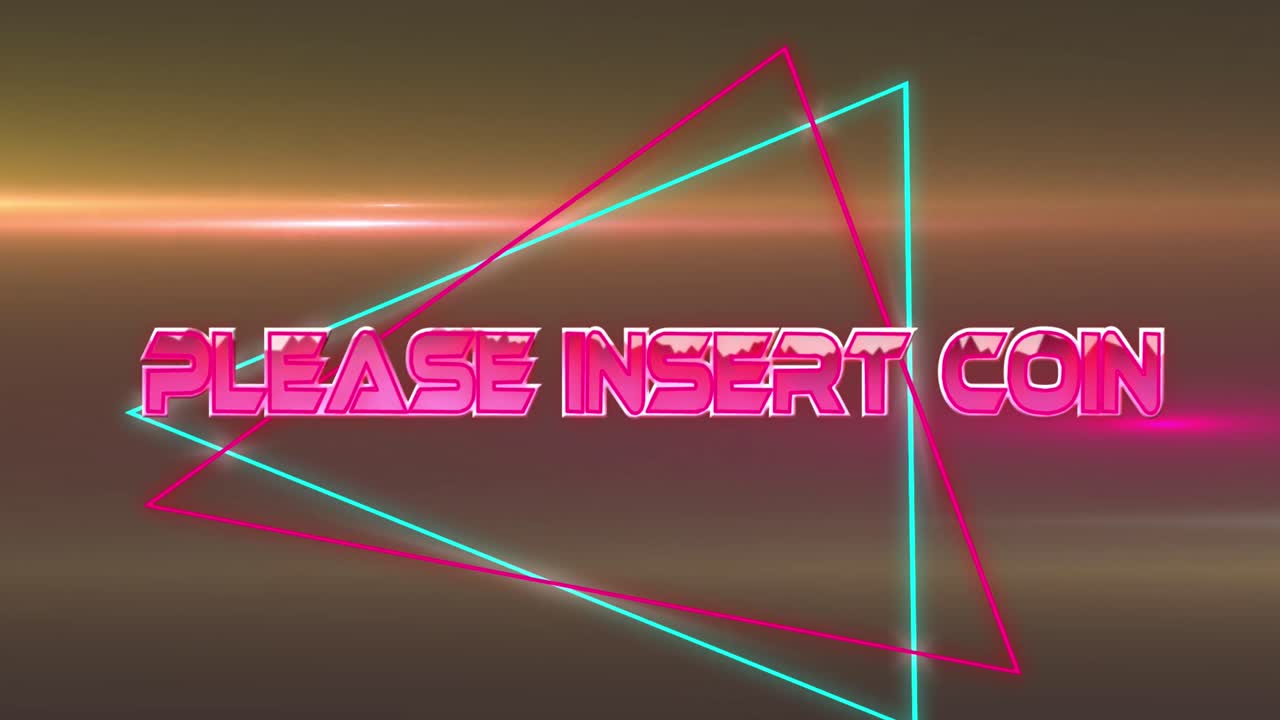 animación de por favor inserte texto de la moneda y formas sobre rastros de luz sobre fondo negro