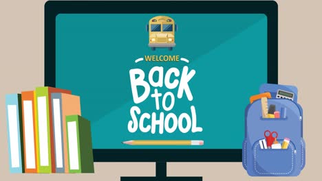 Animation-of-back-to-school-text-on-pink-background