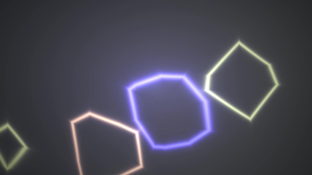 Dynamisk animation af glødende geometriske former på mørk baggrund