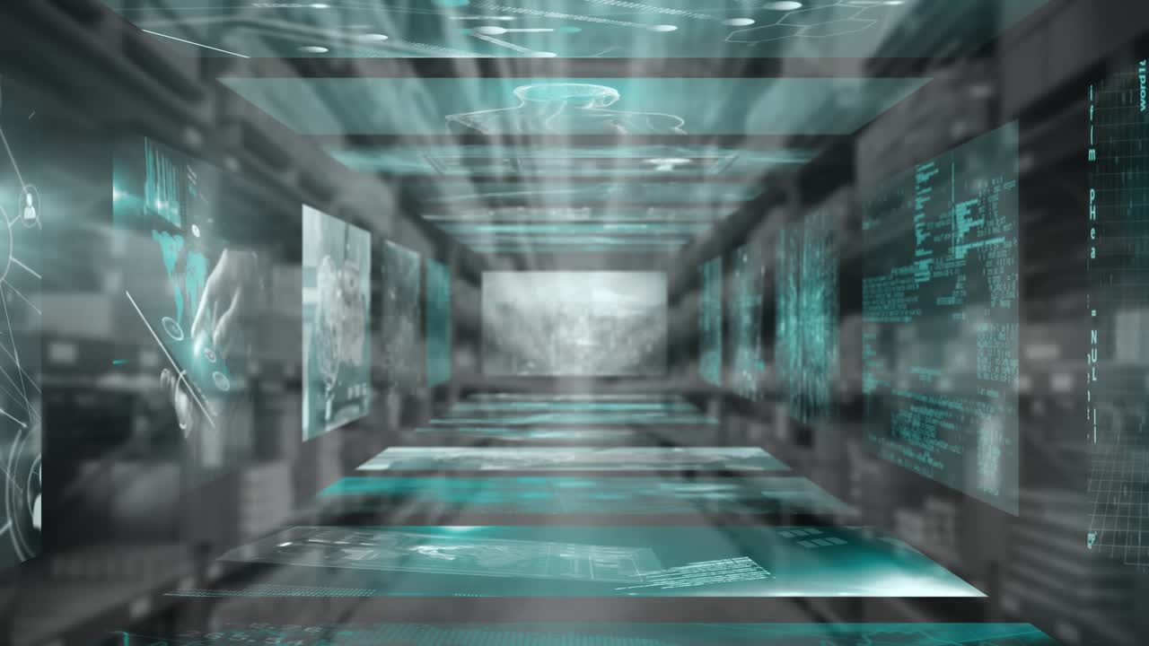 Animation of data processing over digital screens